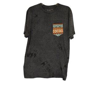 Men's Riot Society Gray Custom Bleach Dye T-shirt Southwestern Pocket Size L